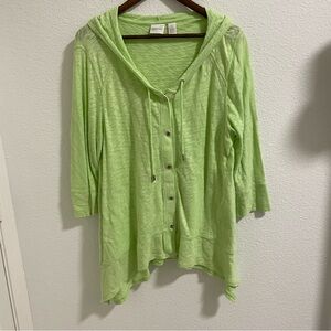 Chicos by zenergy  Women's Lime Green Hooded lightweight Sweatshirt